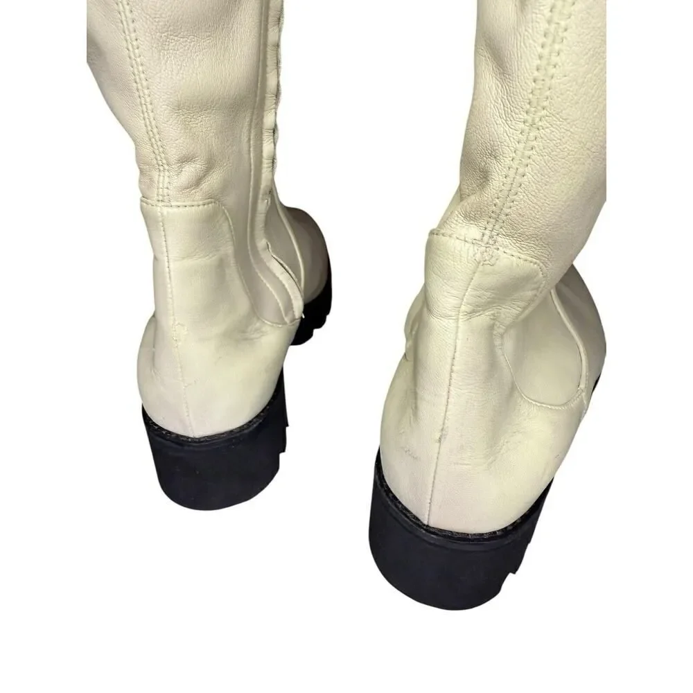 Theory Over-The-Knee Boot in Faux Leather White sz 9 US